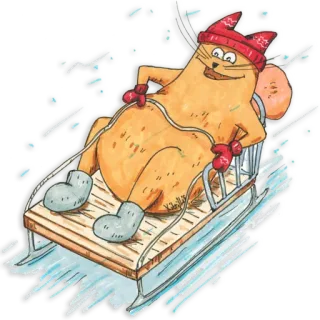 ❄ животное, зима, мультфильм, санки, весело, милый, праздник telegram sticker
