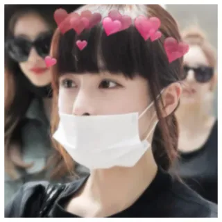😷 hati, wanita, masker, potret, asia, korea, kacamata hitam telegram sticker