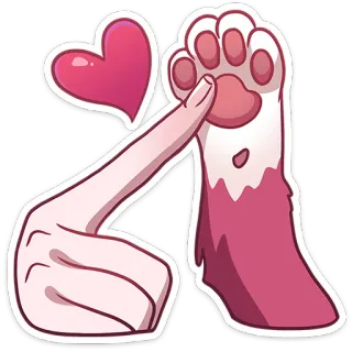 🐾 หัวใจ, ความรัก, อุ้งเท้า, สัตว์, น่ารัก, ความรักใคร่, มือ whatsapp sticker