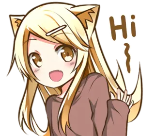 👋 Hi Anime Mädchen, Hi, Hallo, Katzenohren, Freundlich, Grüße telegram sticker