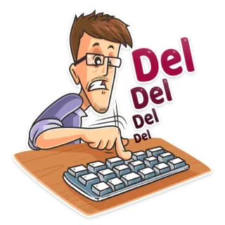 😬 Del
Del
Del borrar, teclado, ordenador, escribir, sticker, dibujo animado telegram sticker