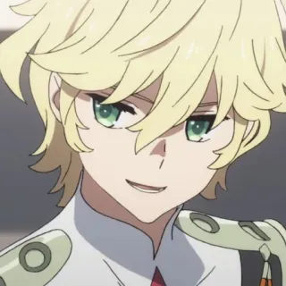 🥡 Mitsuru Darling in the Franxx anime, blonde, smirking, Mitsuru, Darling in the Franxx telegram sticker