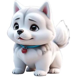 😔 hund, welpe, husky, tier, haustier, süß, cartoon whatsapp sticker