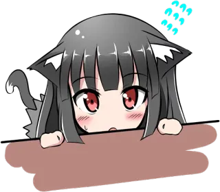 👀 аниме, милый, кот, девушка, стикер, манга telegram sticker