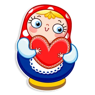 ❤️ Matroschka, Russische Puppe, Spielzeug, Herz, Cartoon telegram sticker
