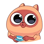 ☕️ kat, thee, schattig, kawaii, drank, cartoon telegram sticker