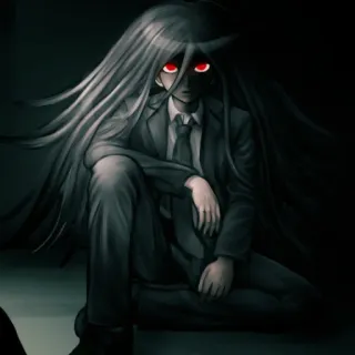 😶 Izuru Kamukura Danganronpa Anime, Mangá, Sombrio, Mal, Cabelo longo, Olhos vermelhos whatsapp sticker