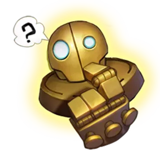 🤔 로봇, 질문, 생각, 골드, 메탈릭 telegram sticker