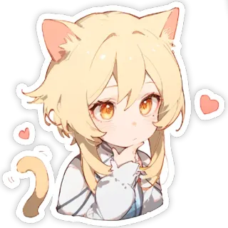 🥰 кот, милый, аниме, наклейка, сердечки, мультфильм telegram sticker