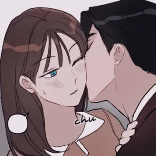 ✖️ chu cartoon, kiss, love, affection, couple telegram sticker
