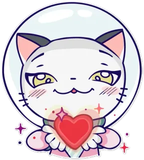 ❤ gato, corazón, lindo, kawaii, sticker, animal, amor, dibujos animados whatsapp sticker