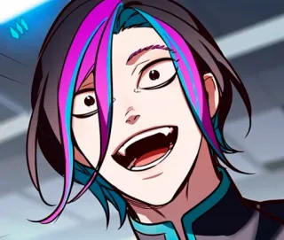 🐈 Anime, Dibujos animados, Vampiro, Personaje, Pelo de colores, Sonrisa telegram sticker