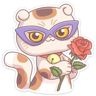 🌹 кот, роза, очки, наклейка, милый, мультик whatsapp sticker