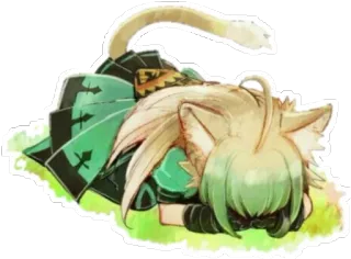 🙇‍♂ gato, anime, lindo, felino, animal, verde, kawaii telegram sticker