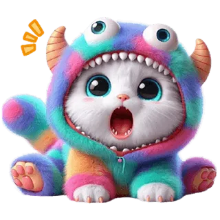 😱 kot, potwór, słodki, zwierzę, kawaii, kreskówka, naklejka telegram sticker
