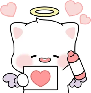 💬 gatto, angelo, cuore, carino, adesivo, amore, kawaii telegram sticker