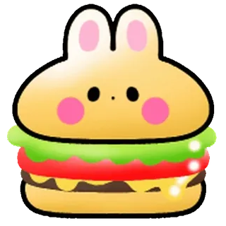 ⭐ 햄버거, 음식, 귀여운, 카와이, 토끼, 동물, 샌드위치 telegram sticker