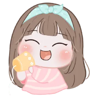 🐤 мультик, девушка, счастливая, милая telegram sticker
