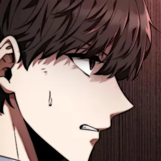 🗯 Anime, Hombre, Serio, Sudor, Ilustración telegram sticker