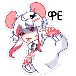 🤢 ФЕ Stile anime, Personaggio dei cartoni animati, Orecchie da topo, Carino, Adesivo whatsapp sticker