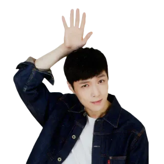 👋 homme, veste en jean, saluant, portrait, asiatique, célébrité whatsapp sticker