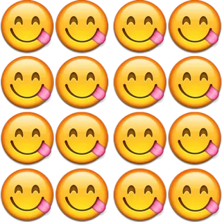 😋 Emoji, Sonriente, Lengua, Expresión, Amarillo, Cara whatsapp sticker