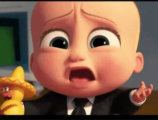 😢 Boss Baby The Boss Baby em bé, hoạt hình, nhân vật, bộ đồ, lo lắng whatsapp sticker