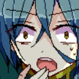 💙 anime, pixel art, personaggio, espressione, scioccato whatsapp sticker
