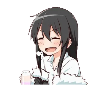 🥛 Anime, Słodkie, Jedzenie, Szczęśliwy, Dziewczyna, Mleko, Postać telegram sticker