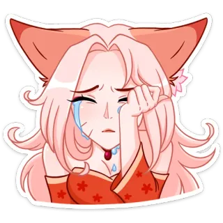 😭 anime, crying, sad, girl, fox, tears whatsapp sticker