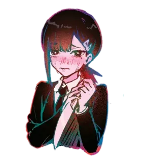 🌟 Kobeni Higashiyama Chainsaw Man 애니, 울음, 슬픈, 캐릭터, 코베니, 체인소 맨, 감정적인 whatsapp sticker