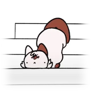 😔 cat, stairs, cute, animal, cartoon, playful telegram sticker