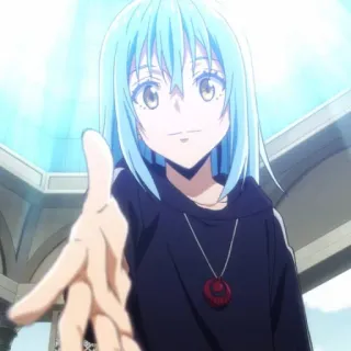 😊 Rimuru Tempest That Time I Got Reincarnated as a Slime Animé, Slime, Cheveux bleus, Réincarnation, Fantasy telegram sticker