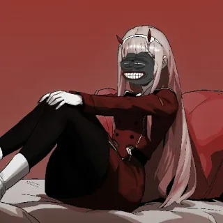 😂 Zero Two Darling in the Franxx アニメ, ゼロツー, ダーリン・イン・ザ・フランキス, ミーム, 不快, 漫画 telegram sticker
