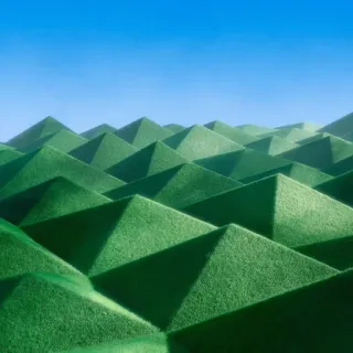 👁 abstract, landscape, green, pyramids, geometric, nature telegram sticker