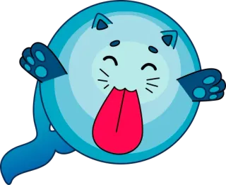 😛 Katze, süß, Tier, kawaii, Aufkleber, Cartoon, blau telegram sticker