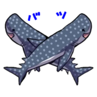 🐟 Tiburón, Tiburón ballena, Dibujo animado, Animal, Pez, Lindo telegram sticker