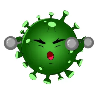 🏋️‍♂️ 新冠病毒, COVID-19, 病毒, 疫情, 细菌, 卡通 telegram sticker