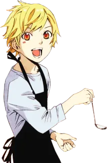 😄 Anime, Manga, Nấu ăn, Đầu bếp, Tóc vàng, Vui vẻ, Tạp dề telegram sticker