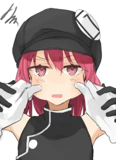 😖 Anime, Lindo, Chica, Guantes, Pelo rosa, Personaje telegram sticker