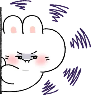 💬 thỏ, dễ thương, tức giận, động vật, hoạt hình telegram sticker