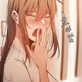 🌒 woman, anime, girl, tired, yawning telegram sticker