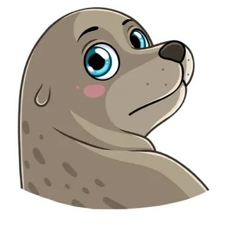😳 foca, animale, carino, cartone animato, mammifero, animale marino, triste telegram sticker