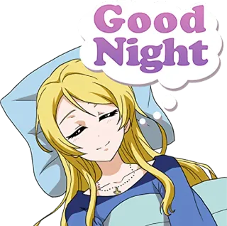 😴 Good Night dobranoc, anime, śpiący, blond włosy, zaspany, kreskówka, sen telegram sticker
