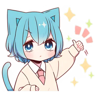 👍 อนิเมะ, แมว, ยกนิ้ว, น่ารัก, คาวาอิ, มังงะ, ประกาย, จิบิ telegram sticker