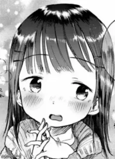 😕 manga, cute, girl, black and white, anime telegram sticker