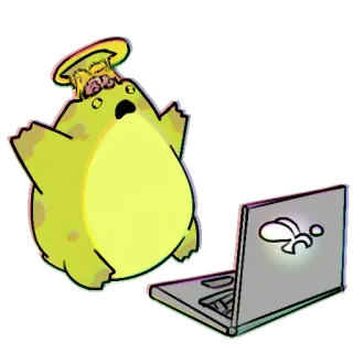 🤯 Cartoon, Monster, Computer, Laptop, Digitale Kunst, Kreatur telegram sticker