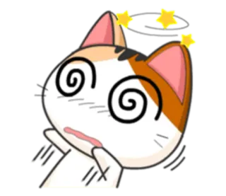 💫 고양이, 어지러움, 혼란스러움, 별, 만화, 이모티콘 telegram sticker