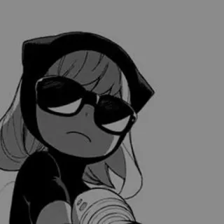 🥜 Anime, Charakter, Sonnenbrille, Schwarzweiß telegram sticker