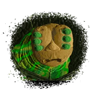 😕 máscara, rosto, estátua, antigo, verde, arte whatsapp sticker